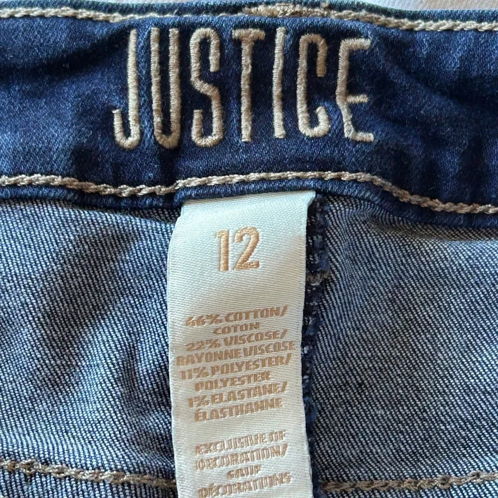 Justice Girls Denim Shorts Bundle Size 12 Lot of 4 White Blue Sequin Pocket Hem